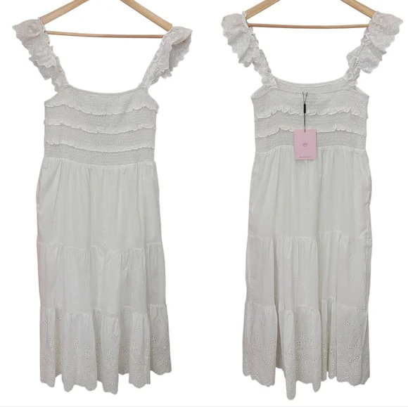 NWT Hello Molly Let Me Fall In Love White Midi Dress Lace Ruffles Women’s M - Picture 17 of 17